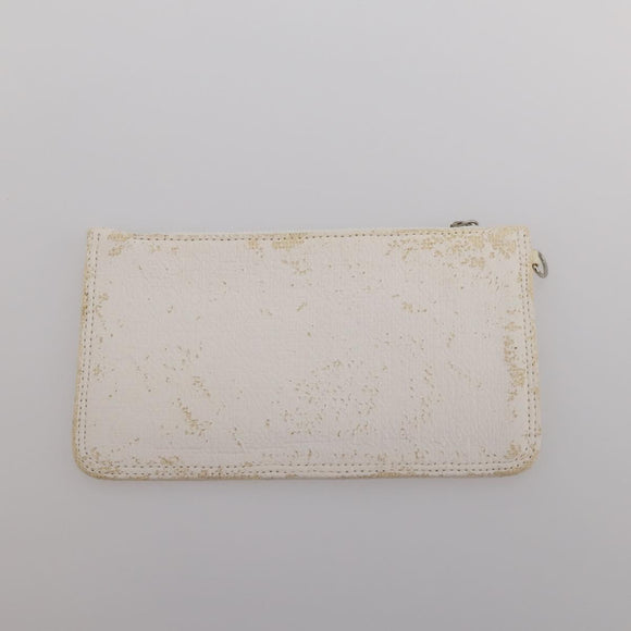 CHANEL Paris Biarritz GM Hand Bag Canvas White Silver CC Auth 185503