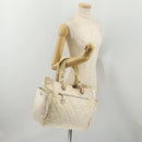 CHANEL Paris Biarritz GM Hand Bag Canvas White Silver CC Auth 185503-27