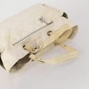 CHANEL Paris Biarritz GM Hand Bag Canvas White Silver CC Auth 185503-6