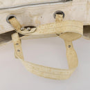 CHANEL Paris Biarritz GM Hand Bag Canvas White Silver CC Auth 185503-7
