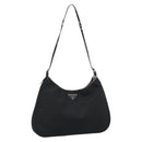 PRADA Hand Pouch Hand Bag Nylon Black Silver Auth 185505V-1