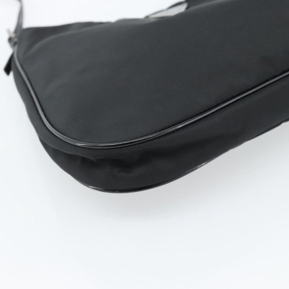 PRADA Hand Pouch Hand Bag Nylon Black Silver Auth 185505V