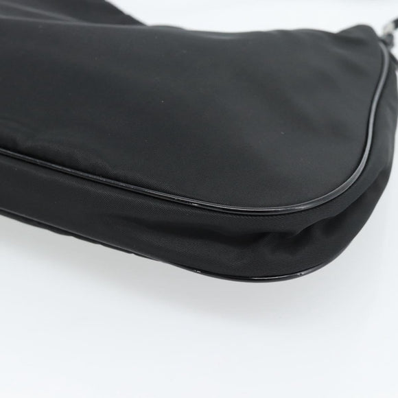 PRADA Hand Pouch Hand Bag Nylon Black Silver Auth 185505V