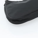 PRADA Hand Pouch Hand Bag Nylon Black Silver Auth 185505V-13
