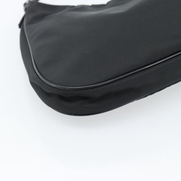 PRADA Hand Pouch Hand Bag Nylon Black Silver Auth 185505V