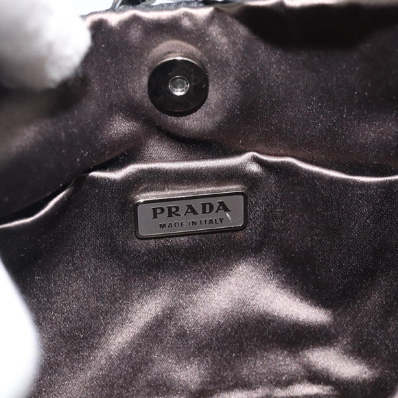 PRADA Hand Pouch Hand Bag Nylon Black Silver Auth 185505V
