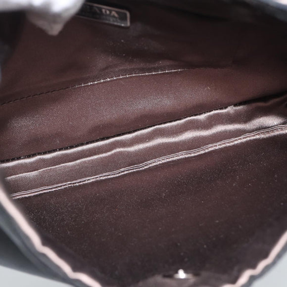 PRADA Hand Pouch Hand Bag Nylon Black Silver Auth 185505V