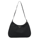 PRADA Hand Pouch Hand Bag Nylon Black Silver Auth 185505V-2