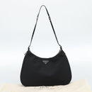 PRADA Hand Pouch Hand Bag Nylon Black Silver Auth 185505V-22