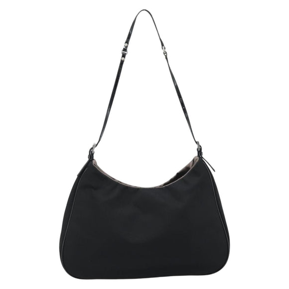 PRADA Hand Pouch Hand Bag Nylon Black Silver Auth 185505V