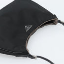 PRADA Hand Pouch Hand Bag Nylon Black Silver Auth 185505V-6