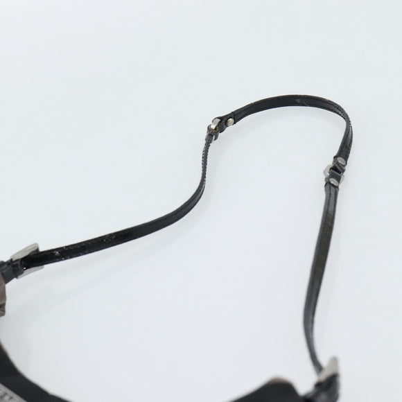 PRADA Hand Pouch Hand Bag Nylon Black Silver Auth 185505V
