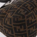 FENDI Zucca Canvas Mamma Baguette Shoulder Bag Black Brown Auth 185507SAV-10