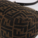 FENDI Zucca Canvas Mamma Baguette Shoulder Bag Black Brown Auth 185507SAV-11