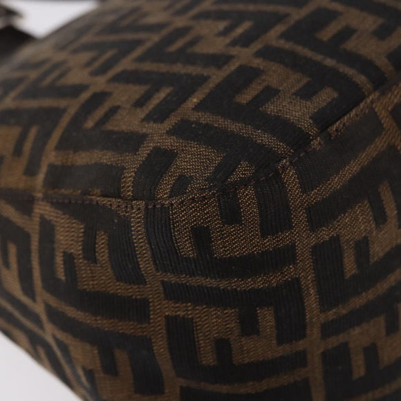 FENDI Zucca Canvas Mamma Baguette Shoulder Bag Black Brown Auth 185507SAV