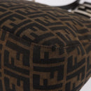 FENDI Zucca Canvas Mamma Baguette Shoulder Bag Black Brown Auth 185507SAV-13