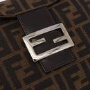 FENDI Zucca Canvas Mamma Baguette Shoulder Bag Black Brown Auth 185507SAV-15