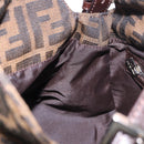 FENDI Zucca Canvas Mamma Baguette Shoulder Bag Black Brown Auth 185507SAV-21