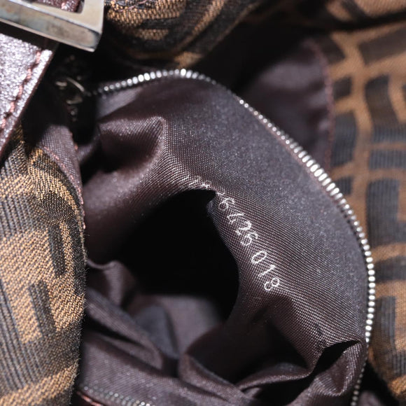 FENDI Zucca Canvas Mamma Baguette Shoulder Bag Black Brown Auth 185507SAV