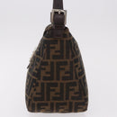 FENDI Zucca Canvas Mamma Baguette Shoulder Bag Black Brown Auth 185507SAV-4