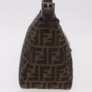 FENDI Zucca Canvas Mamma Baguette Shoulder Bag Black Brown Auth 185507SAV-5