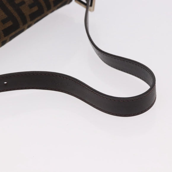 FENDI Zucca Canvas Mamma Baguette Shoulder Bag Black Brown Auth 185507SAV