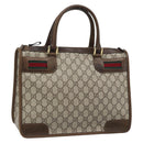 GUCCI GG Supreme Web Sherry Line Hand Bag PVC Beige Gold Auth 185508-1