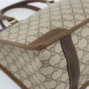 GUCCI GG Supreme Web Sherry Line Hand Bag PVC Beige Gold Auth 185508-14