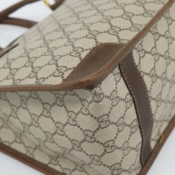 GUCCI GG Supreme Web Sherry Line Hand Bag PVC Beige Gold Auth 185508