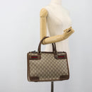 GUCCI GG Supreme Web Sherry Line Hand Bag PVC Beige Gold Auth 185508-21