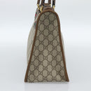 GUCCI GG Supreme Web Sherry Line Hand Bag PVC Beige Gold Auth 185508-3