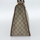 GUCCI GG Supreme Web Sherry Line Hand Bag PVC Beige Gold Auth 185508-4