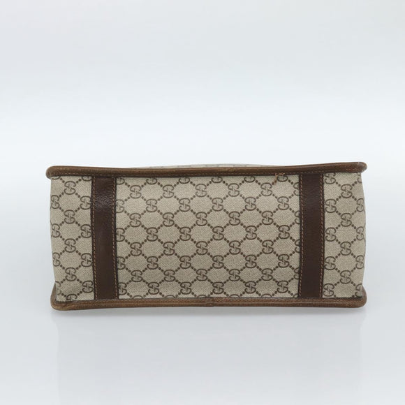 GUCCI GG Supreme Web Sherry Line Hand Bag PVC Beige Gold Auth 185508