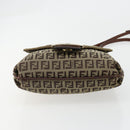FENDI Zucchino Canvas Mamma Baguette Shoulder Bag Beige Gold Auth 185509-10