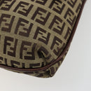 FENDI Zucchino Canvas Mamma Baguette Shoulder Bag Beige Gold Auth 185509-11