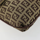 FENDI Zucchino Canvas Mamma Baguette Shoulder Bag Beige Gold Auth 185509-12