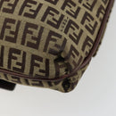 FENDI Zucchino Canvas Mamma Baguette Shoulder Bag Beige Gold Auth 185509-13