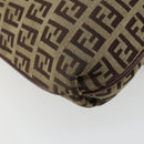 FENDI Zucchino Canvas Mamma Baguette Shoulder Bag Beige Gold Auth 185509-14