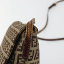 FENDI Zucchino Canvas Mamma Baguette Shoulder Bag Beige Gold Auth 185509-15