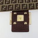 FENDI Zucchino Canvas Mamma Baguette Shoulder Bag Beige Gold Auth 185509-18