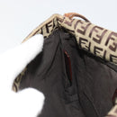 FENDI Zucchino Canvas Mamma Baguette Shoulder Bag Beige Gold Auth 185509-22