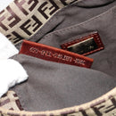 FENDI Zucchino Canvas Mamma Baguette Shoulder Bag Beige Gold Auth 185509-24