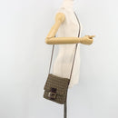 FENDI Zucchino Canvas Mamma Baguette Shoulder Bag Beige Gold Auth 185509-25