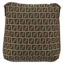 FENDI Zucchino Canvas Mamma Baguette Shoulder Bag Beige Gold Auth 185509-3
