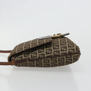 FENDI Zucchino Canvas Mamma Baguette Shoulder Bag Beige Gold Auth 185509-5