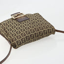 FENDI Zucchino Canvas Mamma Baguette Shoulder Bag Beige Gold Auth 185509-7