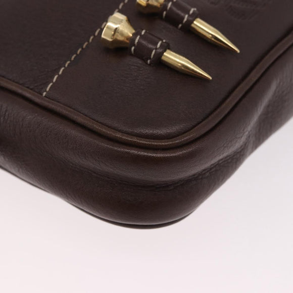 LOEWE Shoulder Bag Leather Brown Gold Auth 185510A