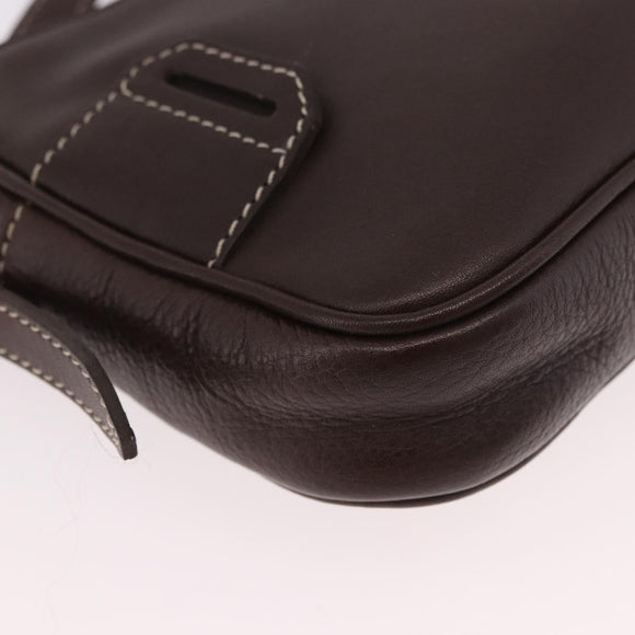 LOEWE Shoulder Bag Leather Brown Gold Auth 185510A