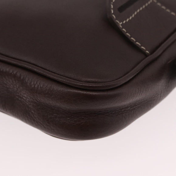 LOEWE Shoulder Bag Leather Brown Gold Auth 185510A