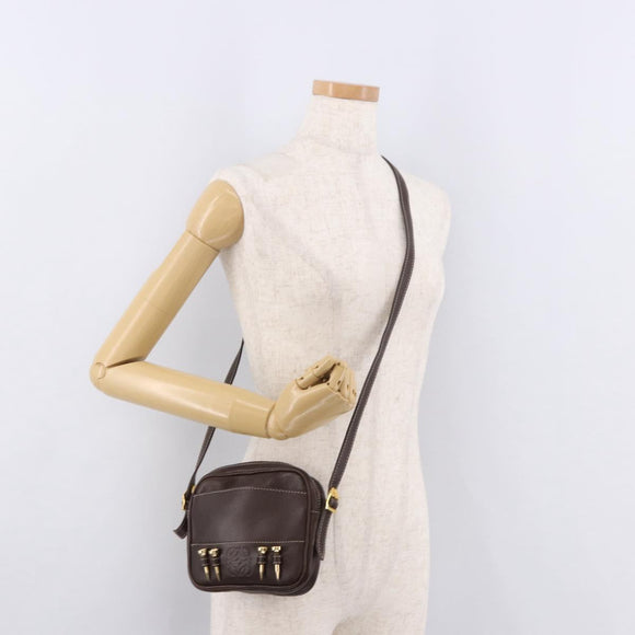 LOEWE Shoulder Bag Leather Brown Gold Auth 185510A